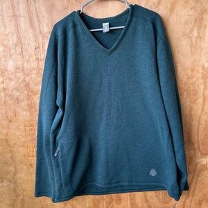 Stio The Granger Fleece Pullover V-Neck Sweatshirt teal Aqua Blue Green